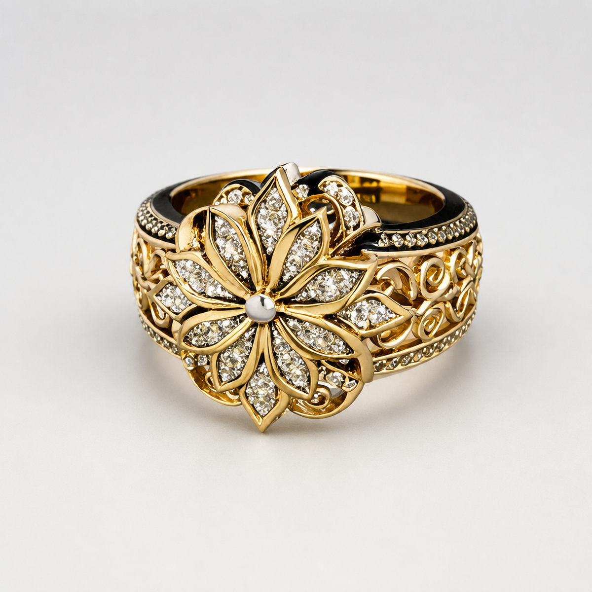 Ornate Gold Bloom Ring