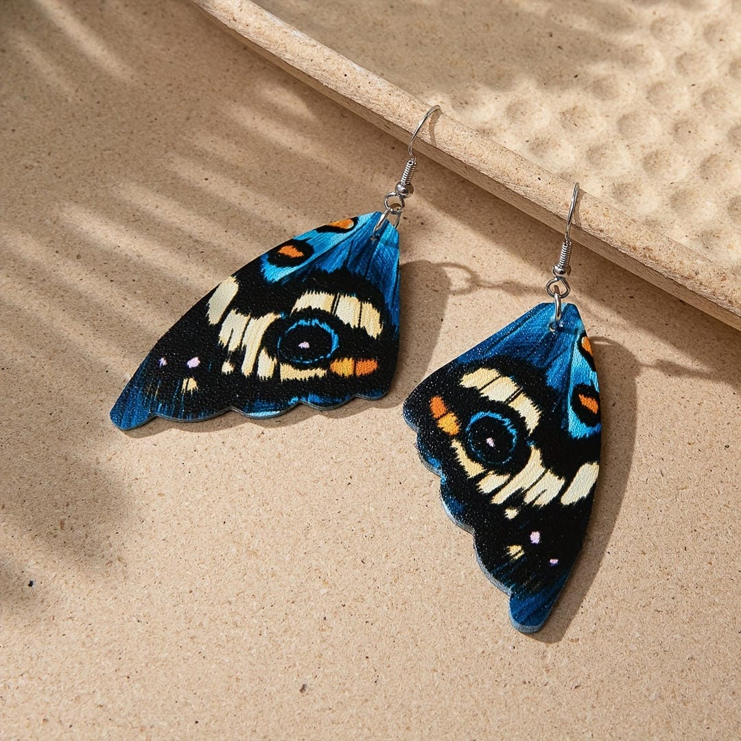 Midnight Blue Butterfly Wing Earrings