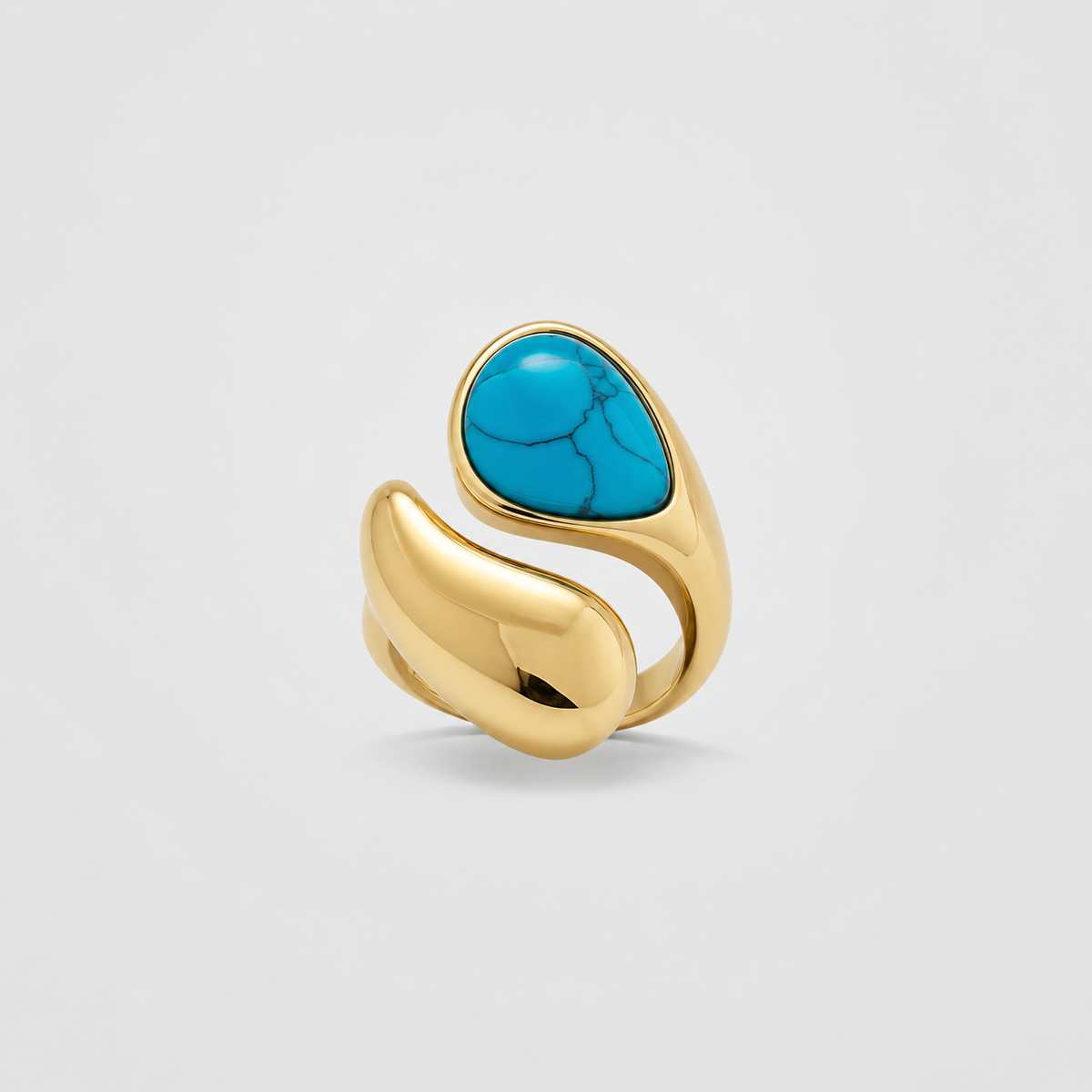 Adjustable Gold Turquoise Tear Stone Ring
