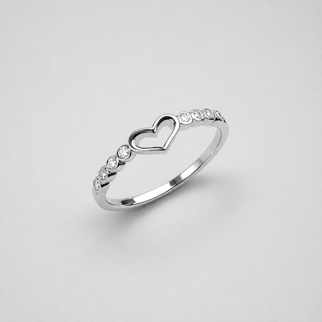Open Heart Crystals Accent Ring