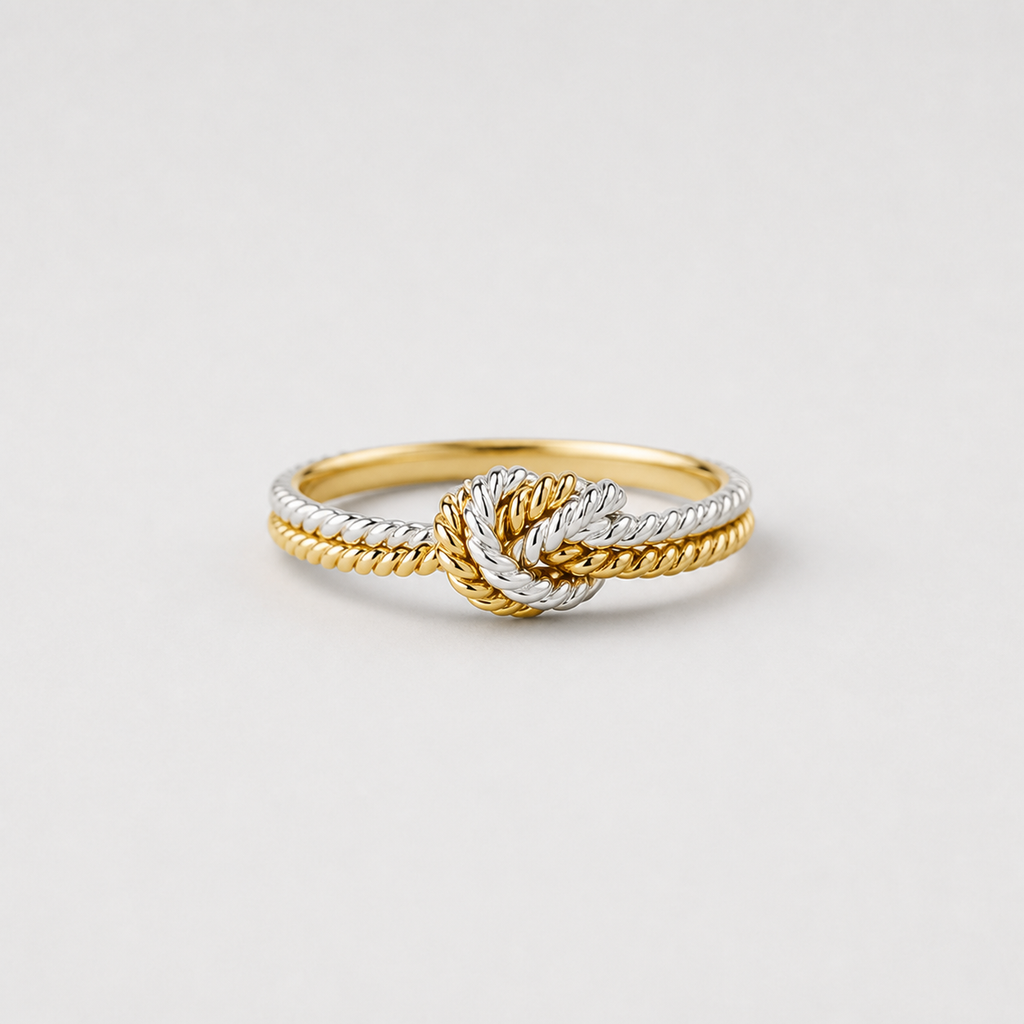 Two Tone Love Knot Ring