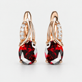 Veressa Ruby Stone Golden Rose Earrings