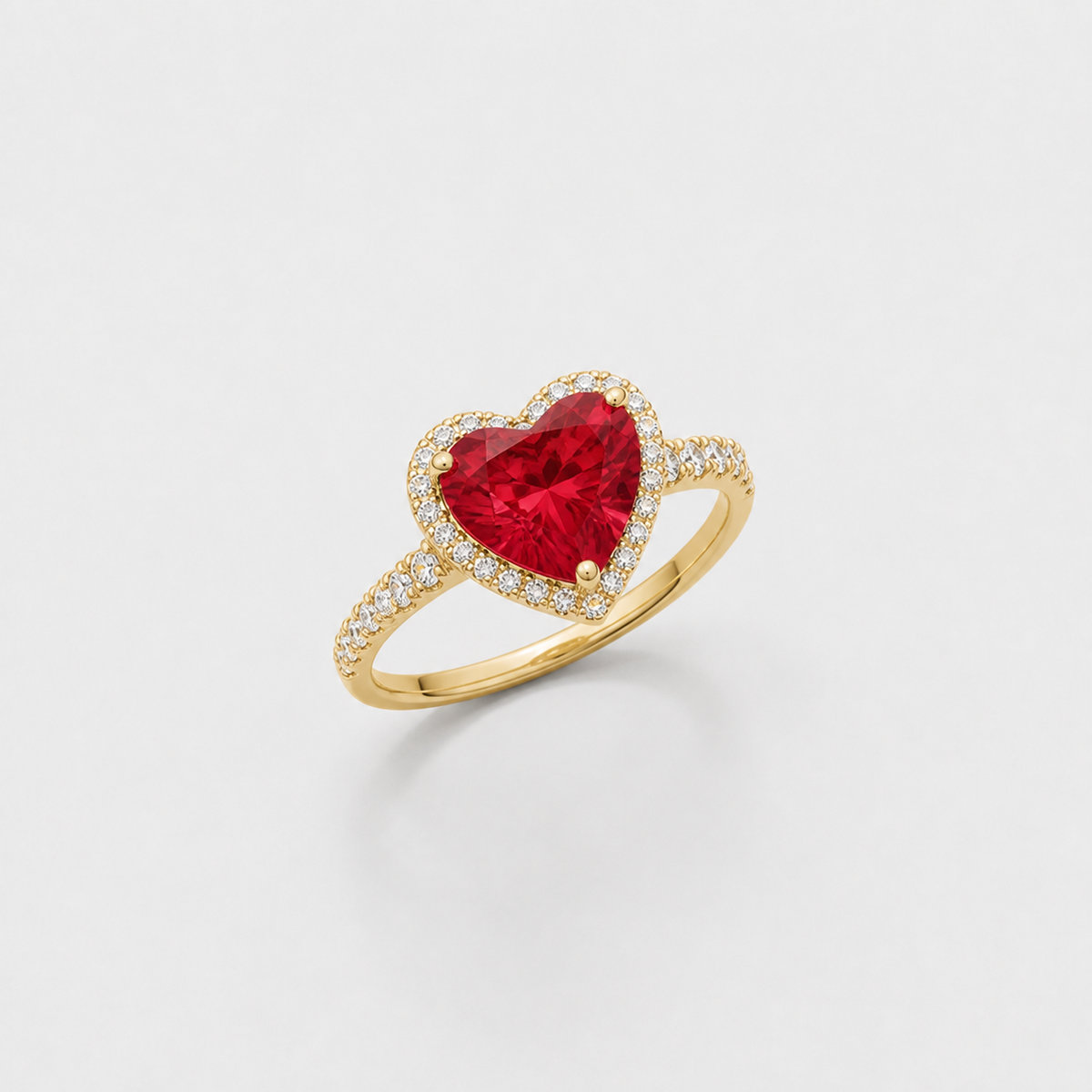Crimson Heart Halo Crystal Ring