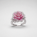 Exotic Pink Blossom Silver Ring