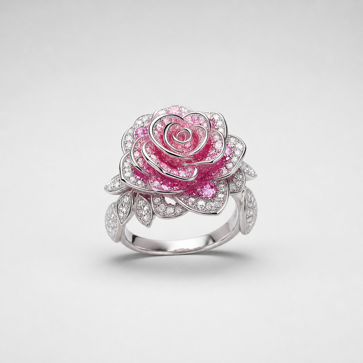 Exotic Pink Blossom Silver Ring