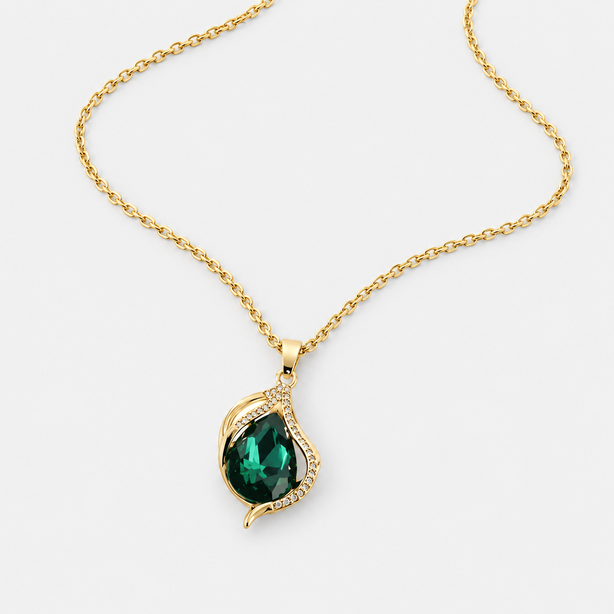 Emerald Wave Pendant Necklace