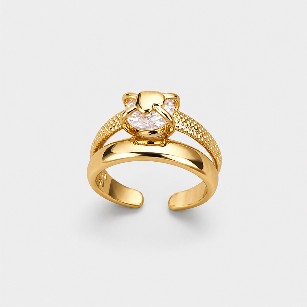 Adjustable Heart Zircon Ring