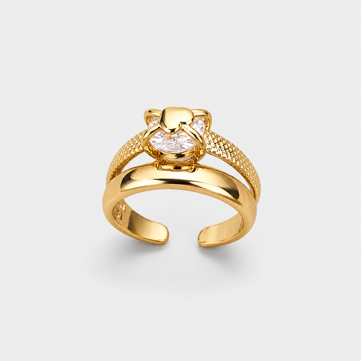 Adjustable Heart Zircon Ring