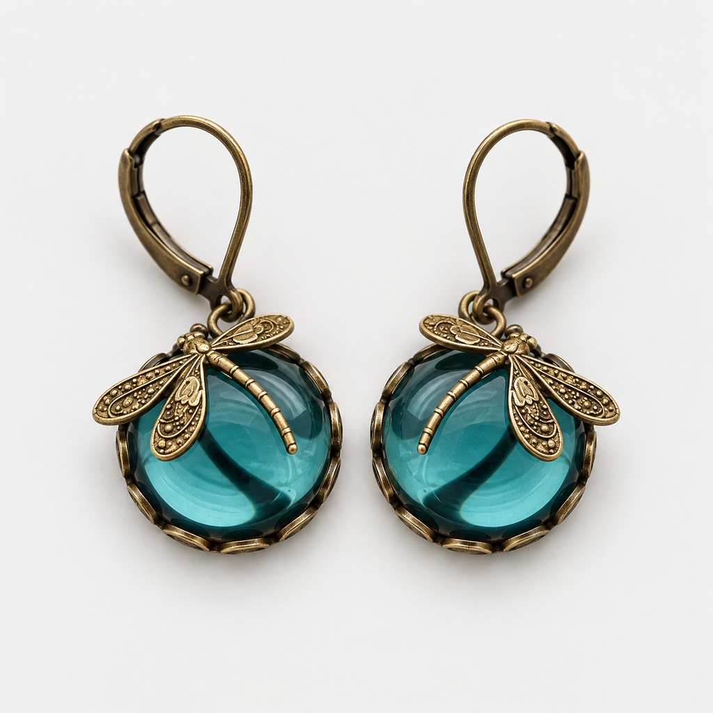 Antique Gold Dragonfly Earrings