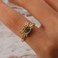Gemstone Mini Crab Adjustable Ring