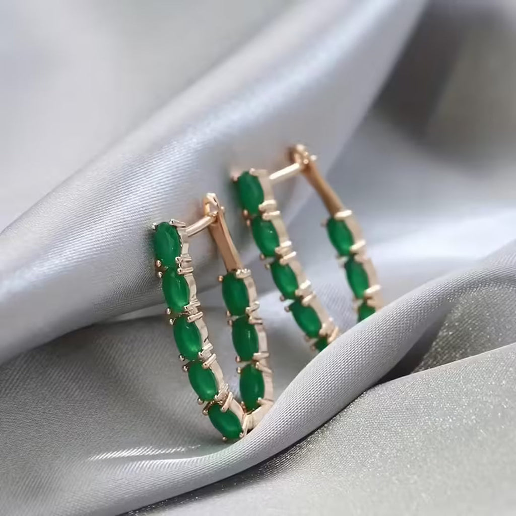 Savannah Hoop Emerald Earrings