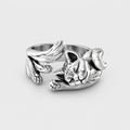 Silver Sleepy Cat Adjustable Ring