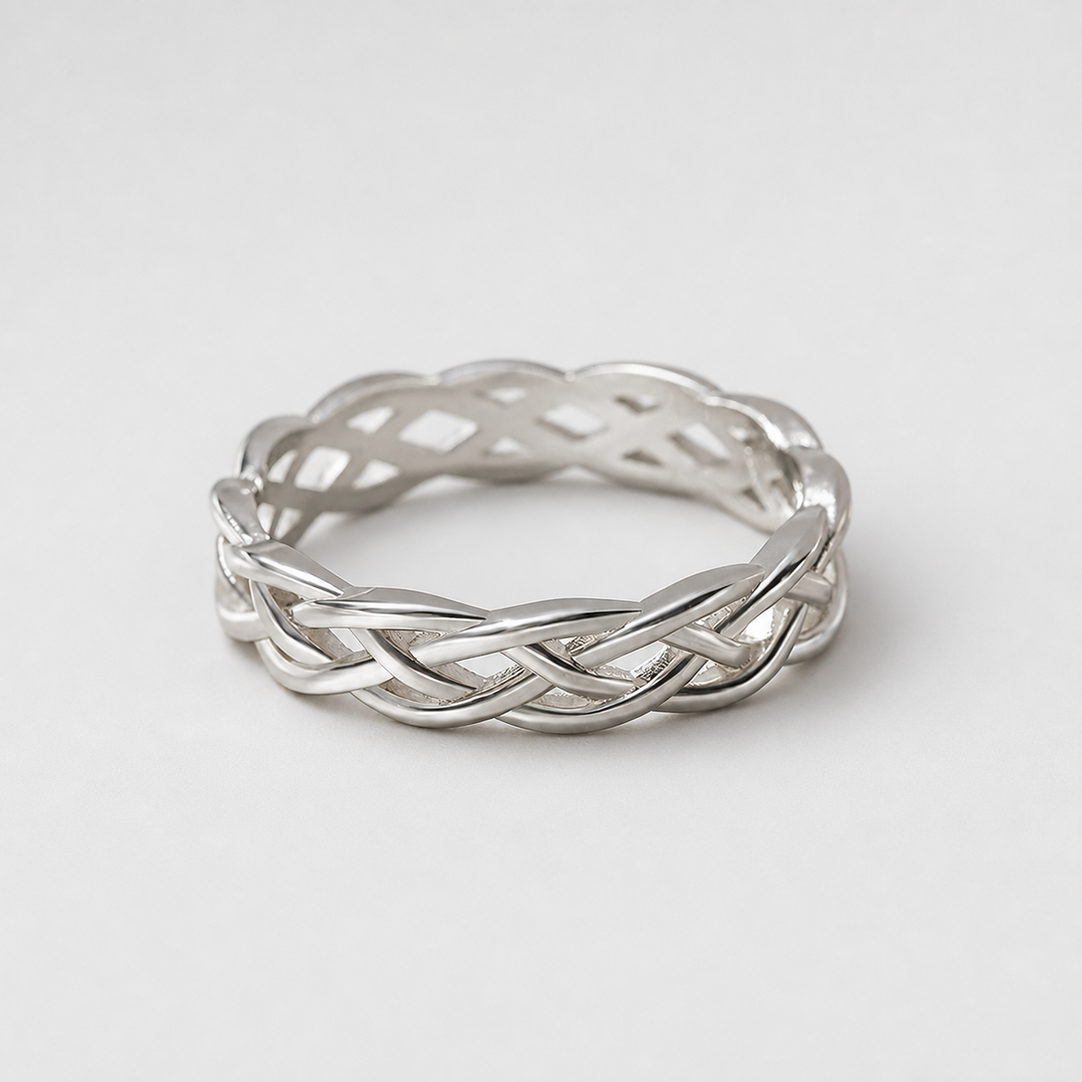 Twisted Silver Woven Band Ring