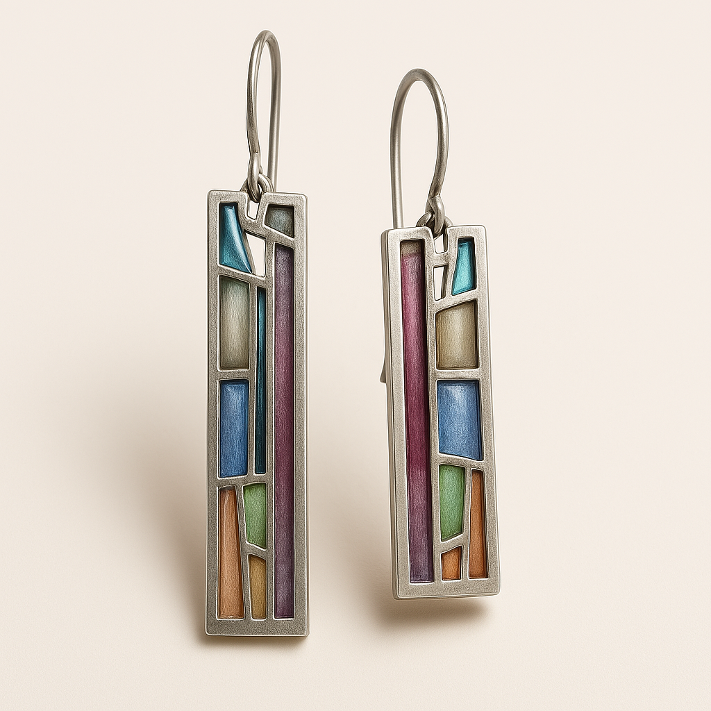Mozaic Silver Vintage Earrings