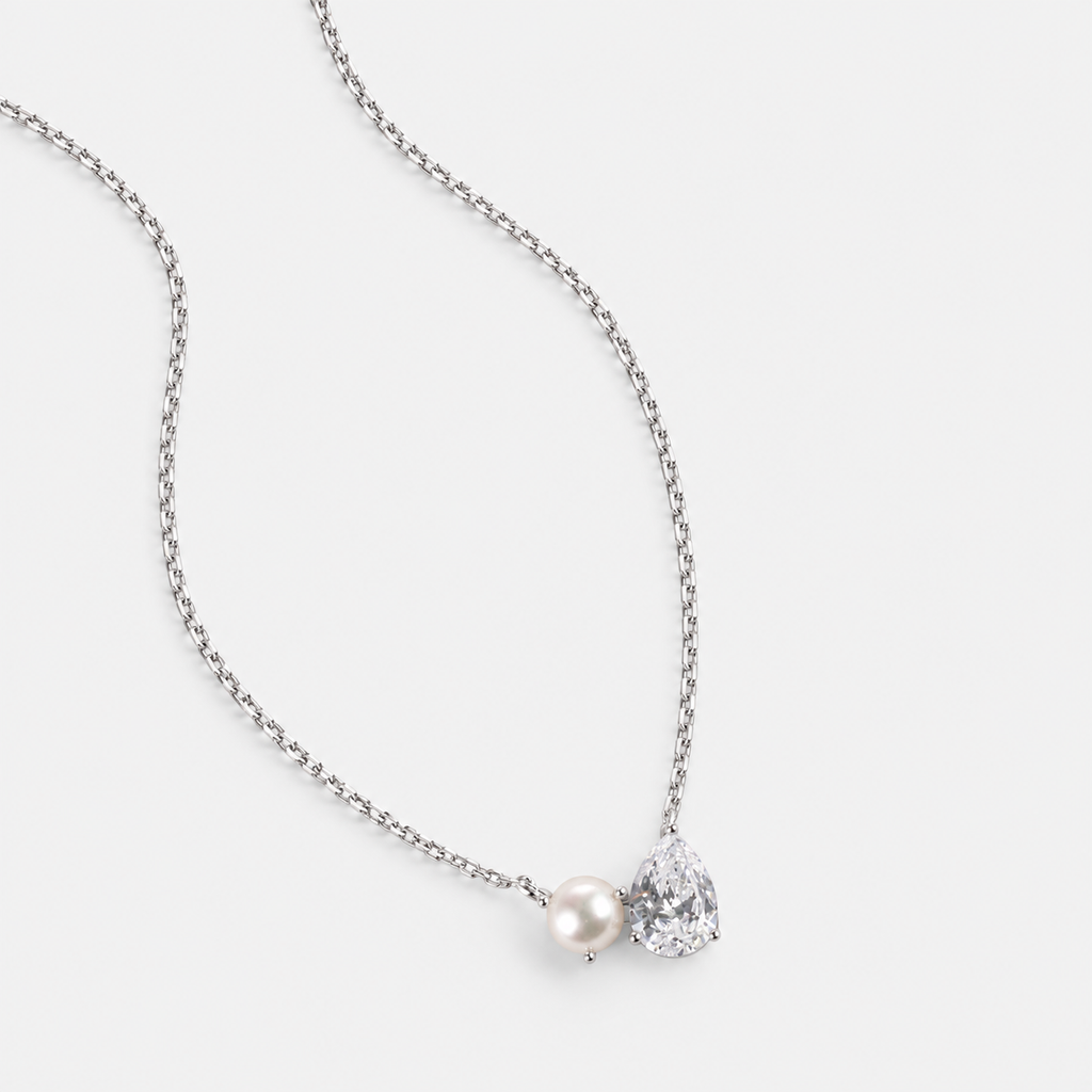 Pearl Teardrop Duo Charm Necklace