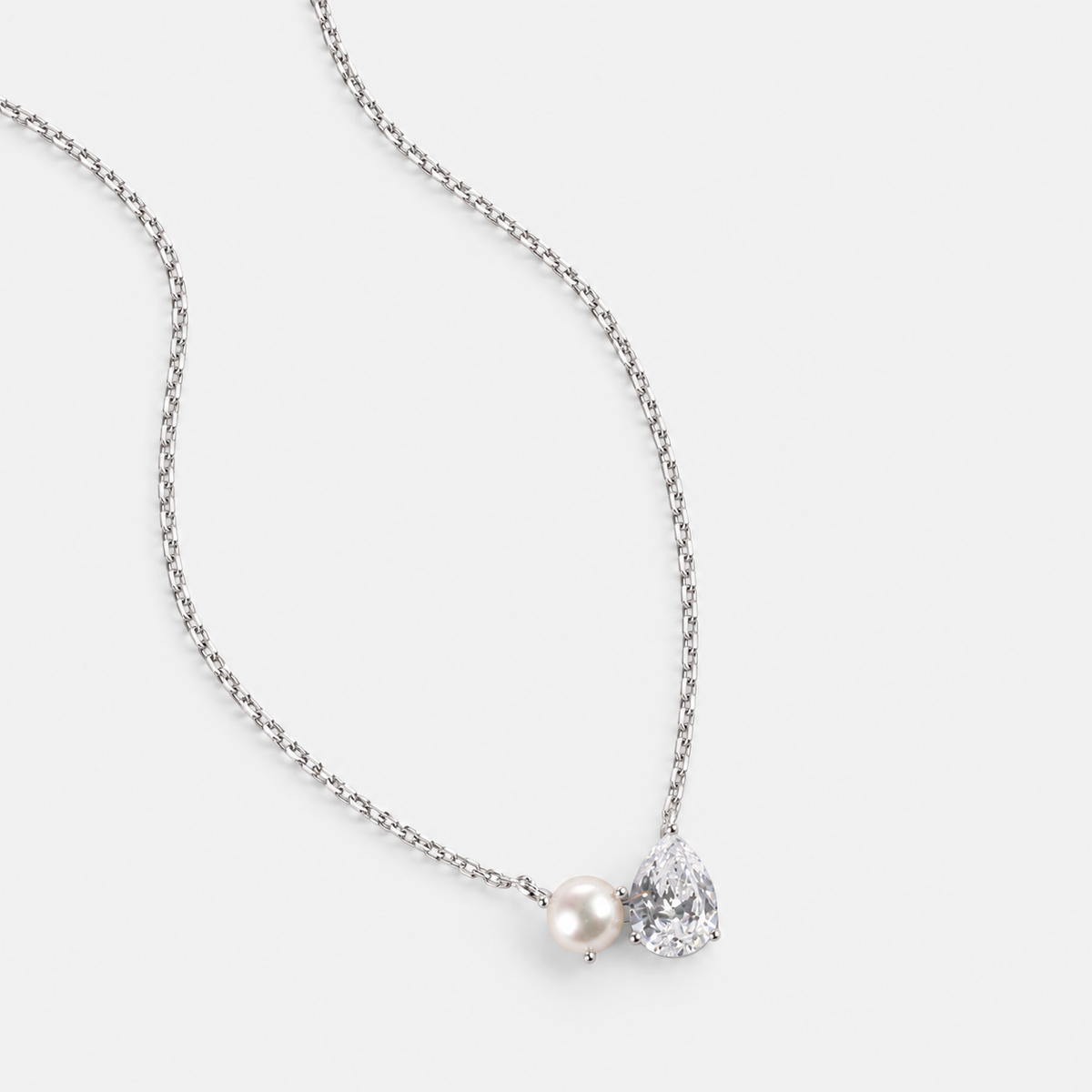 Pearl Teardrop Duo Charm Necklace
