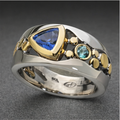 Dual Tone Sapphire Crest Ring