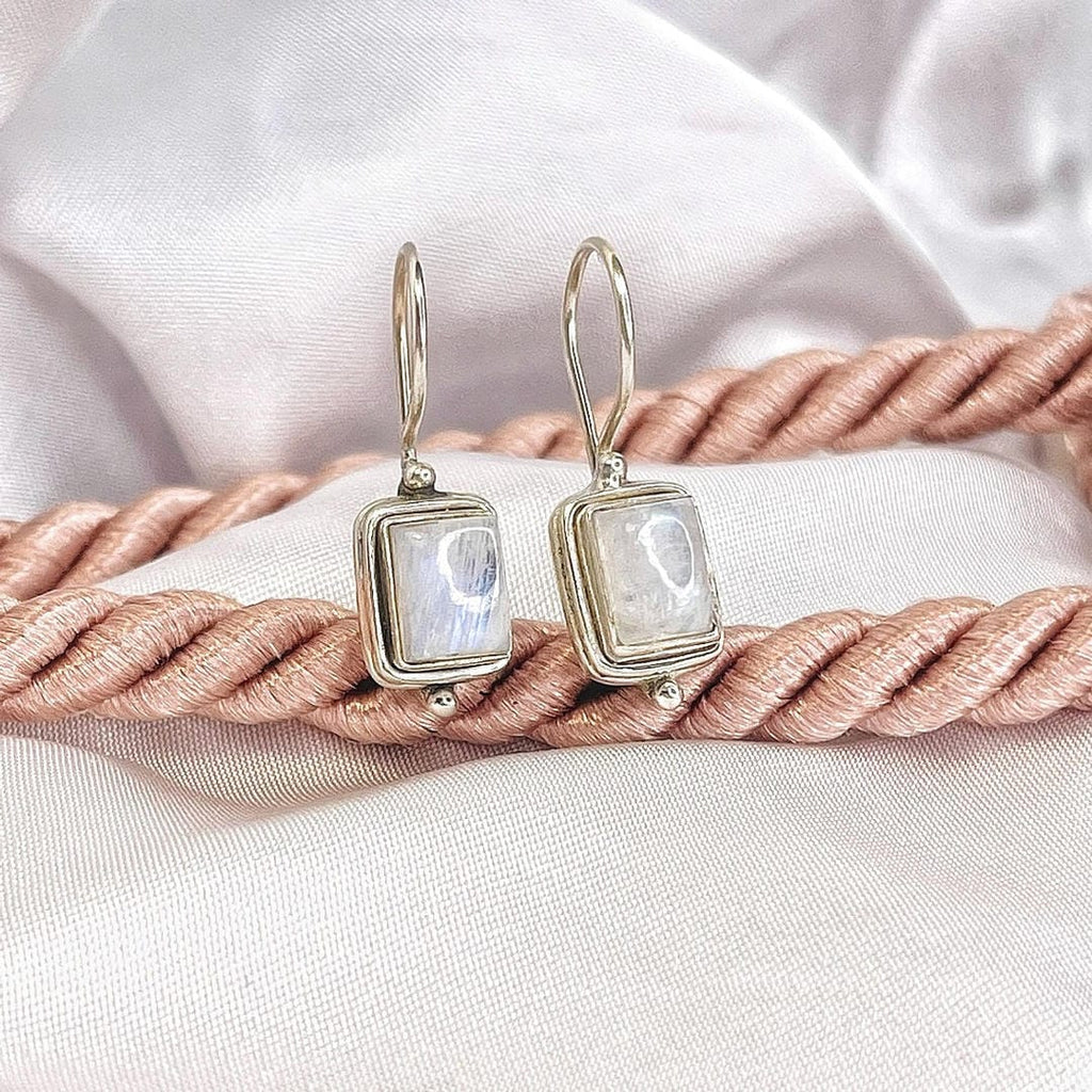 Lustre Square Moonstone Earrings