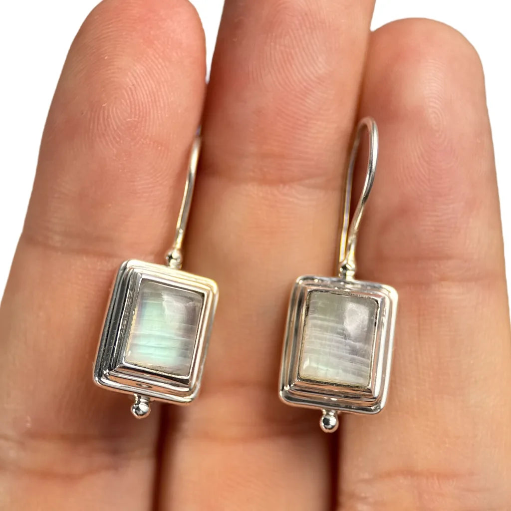 Chic Square Moonstone Earrings