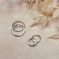 Set of 2 Pairs Brushed Silver Minimal Hoops