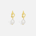 Elegant Pearl Knot Gold Earrings