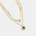 Emerald Layered Double Gold Necklace