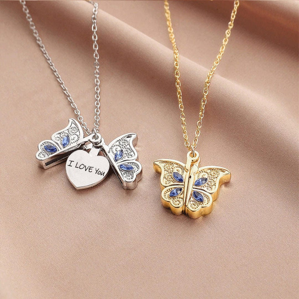 Butterfly Secret Message Pendant Necklace