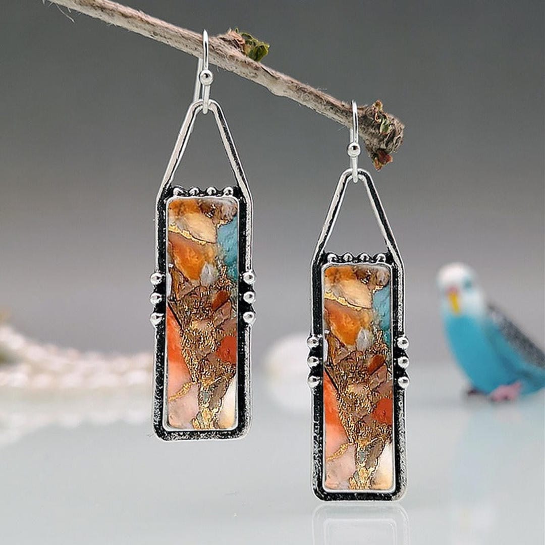 Natural Amber Stone Earrings