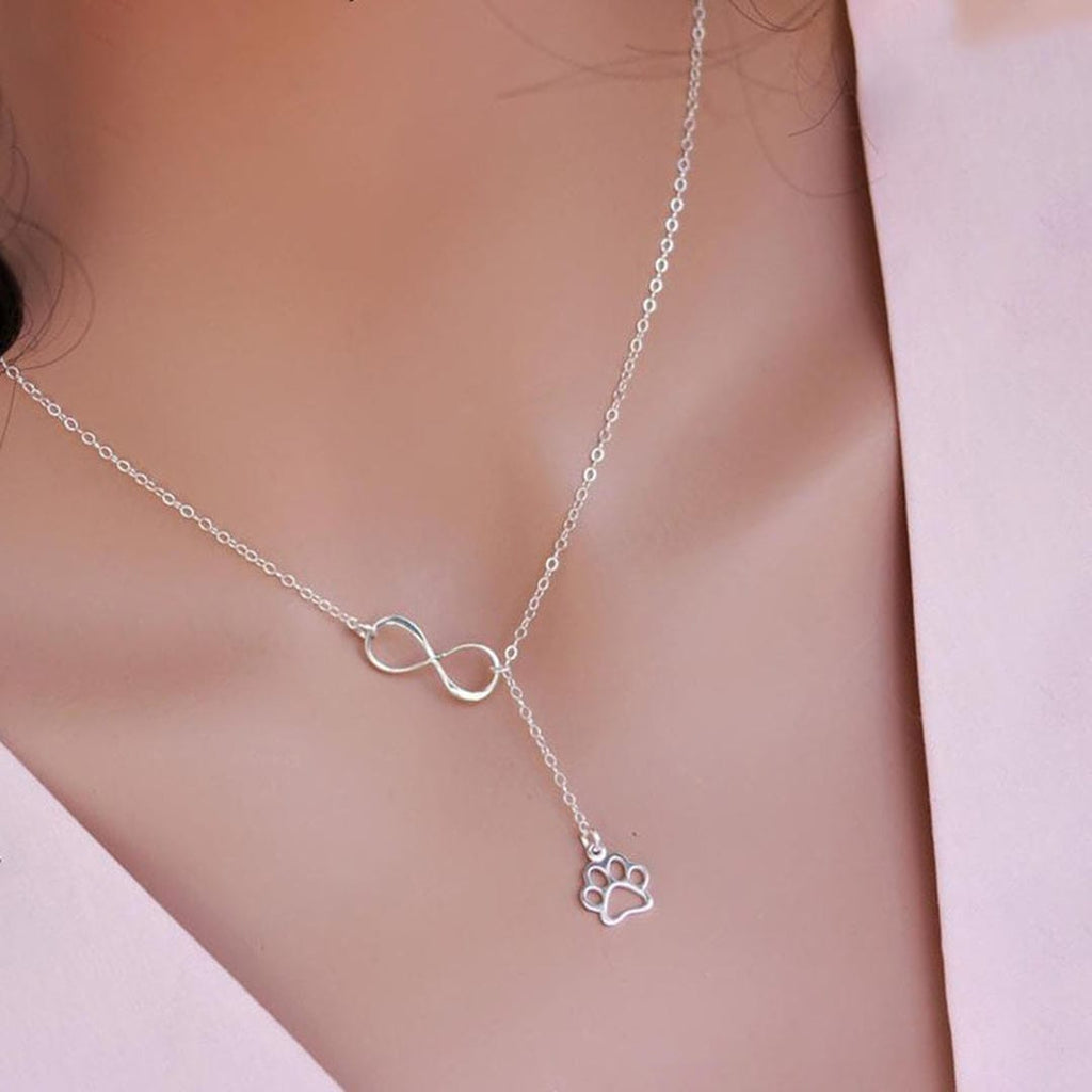 Dog Paw Infinity Drop Necklace