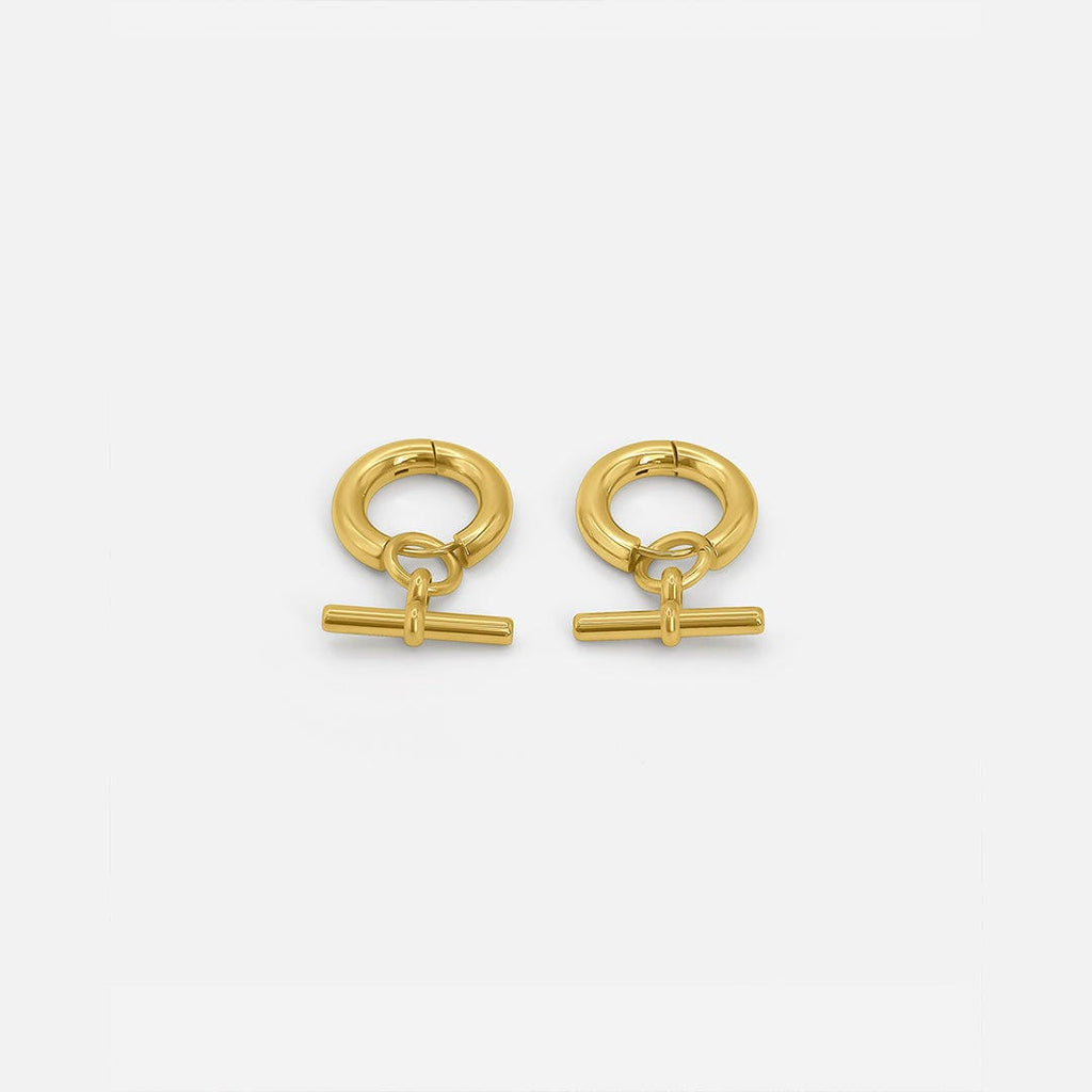 Elegant T Bar Gold Hoops