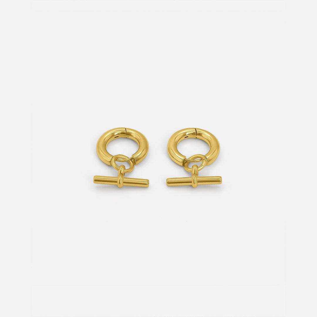 Elegant T Bar Gold Hoops