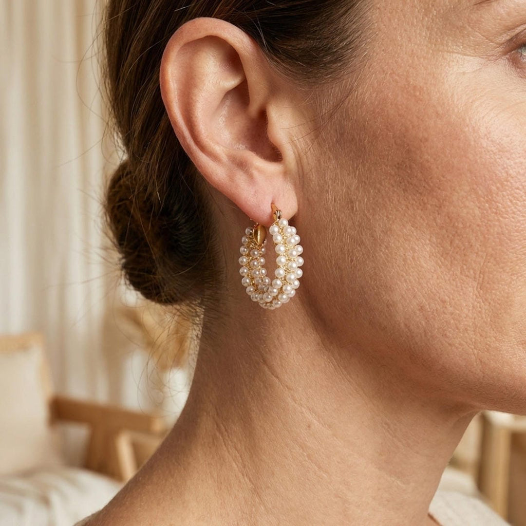 Pearl Bubble Hoop Earrings