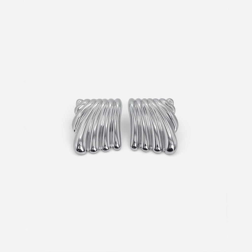 Silver Ripple Texture Earrings