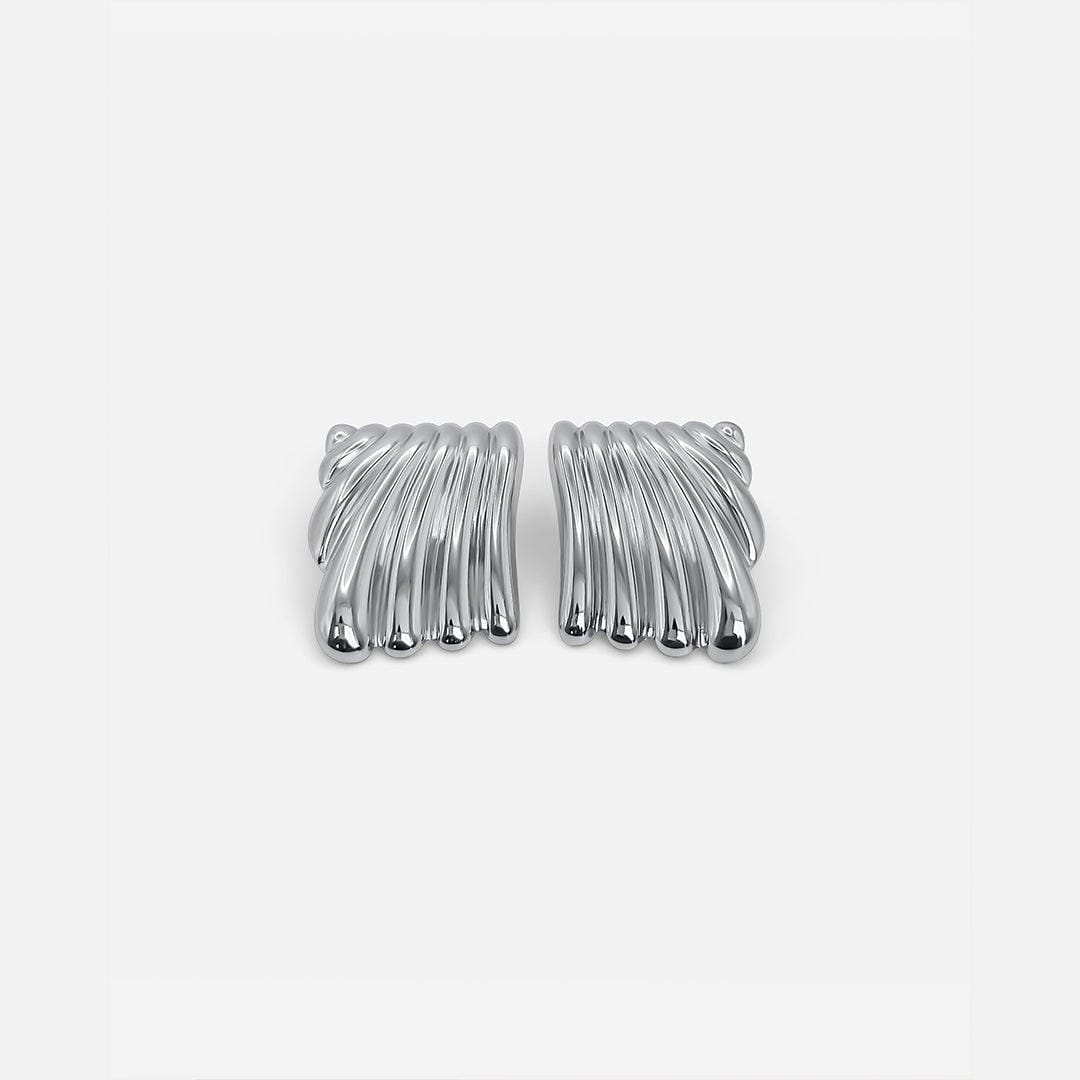 Silver Ripple Texture Earrings