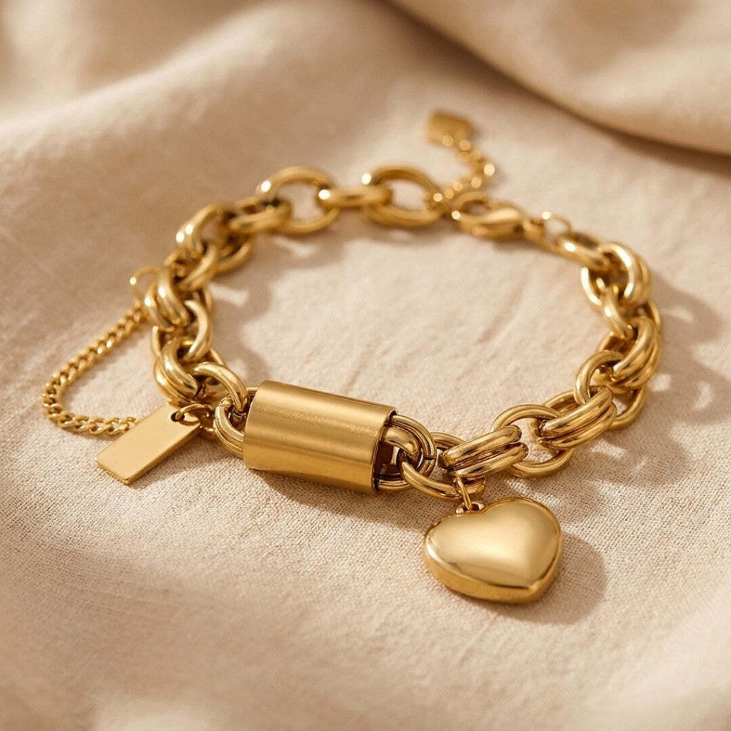Golden Heart Link Bracelet