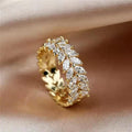 Luxury White Leaf Crystal Ring