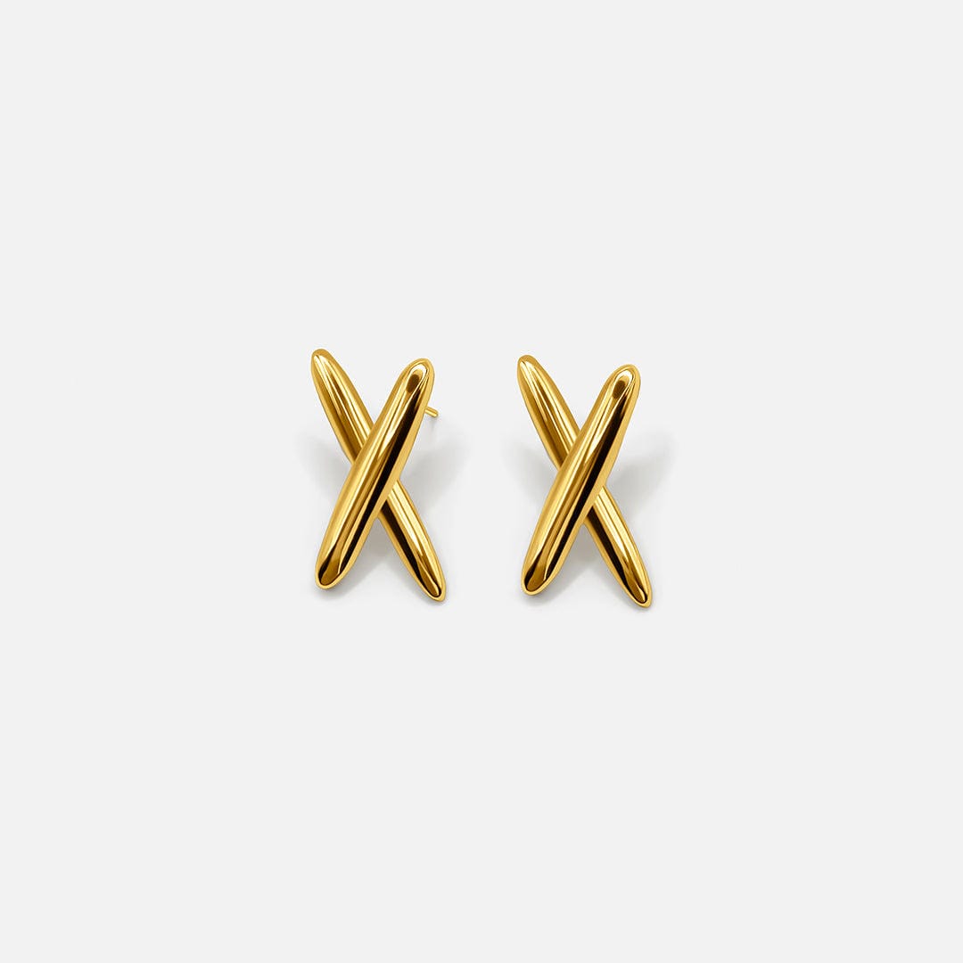 Modern Gold X Shaped Earrings