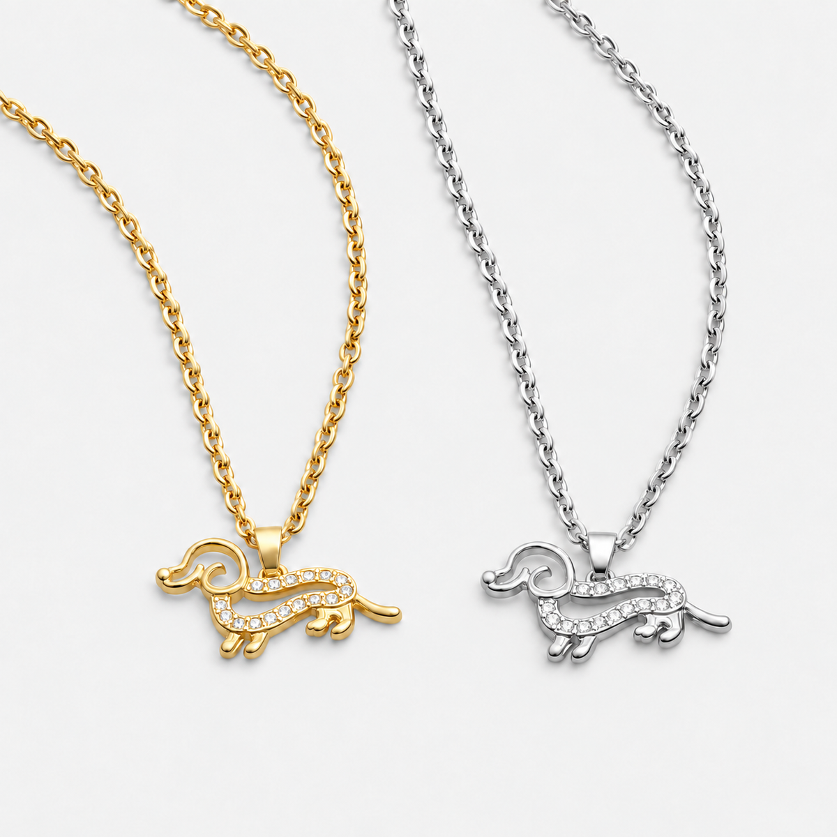 Dachshund Zirconia Pendant Necklace