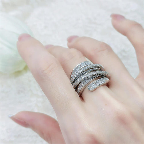 Adjustable Silver Zircon Ring