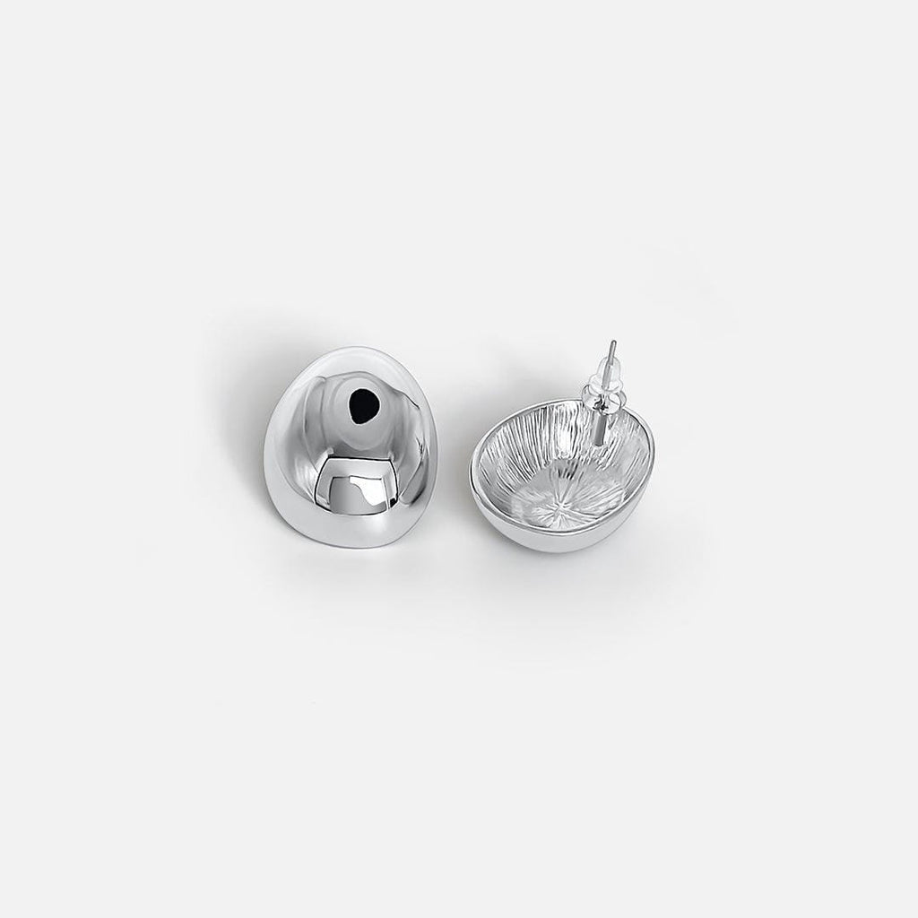 Polished Silver Oval Earrings