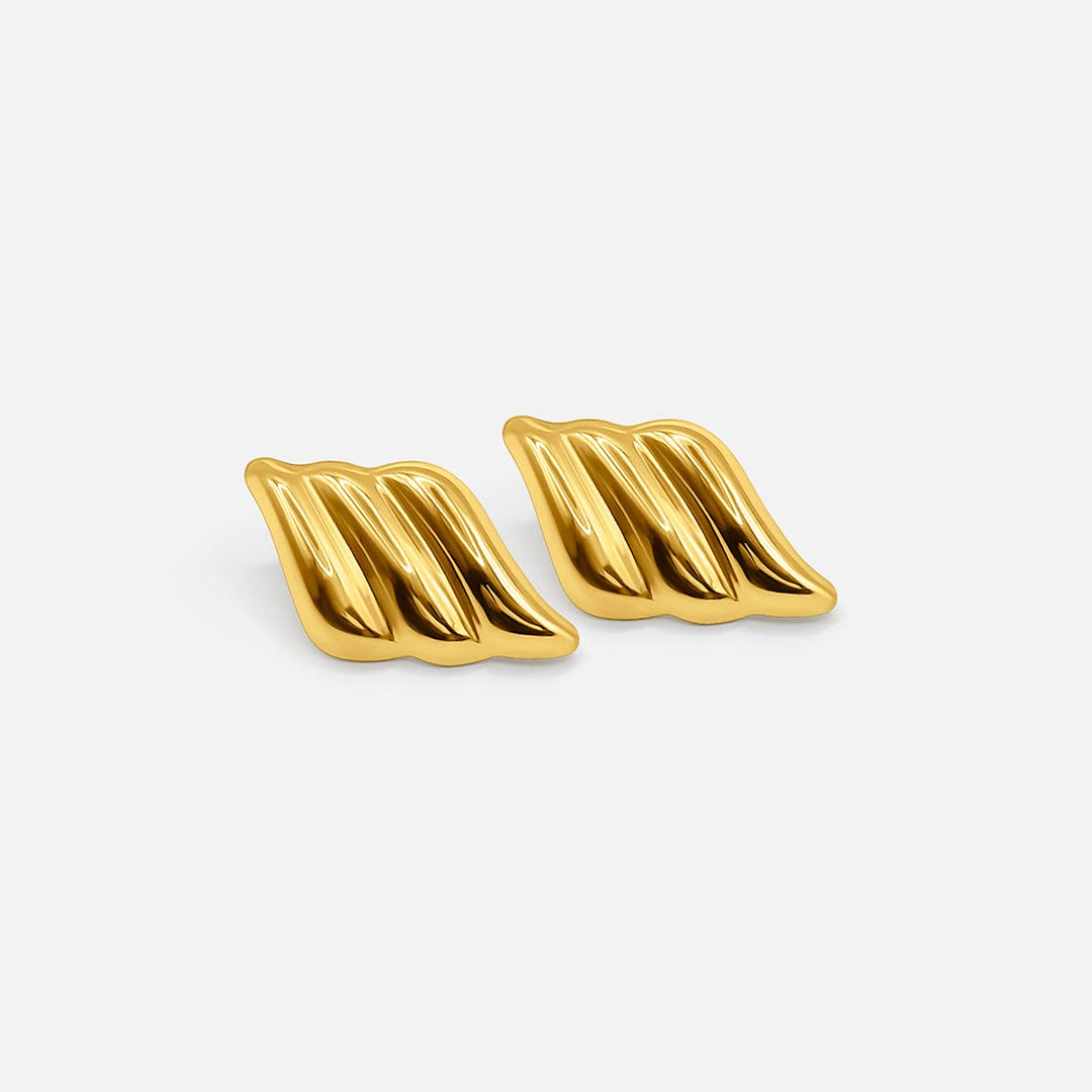 Modern Gold Wavy Bar Earrings