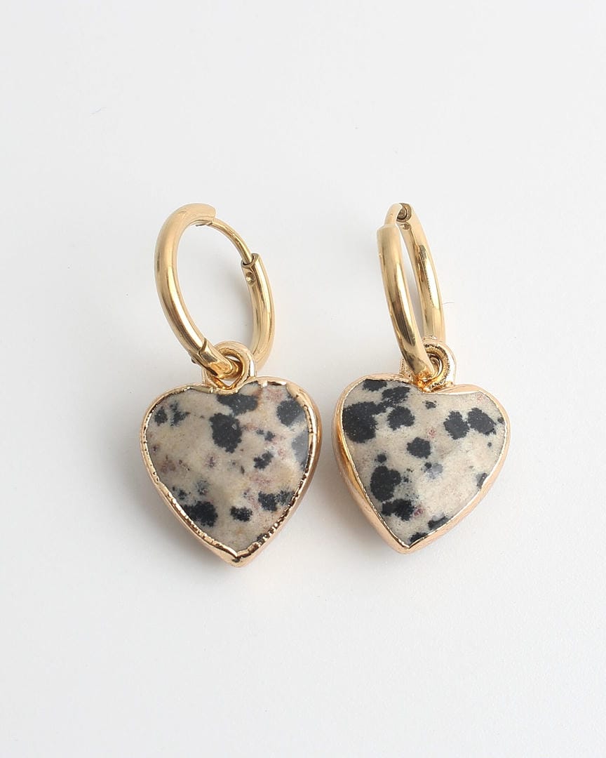 Heart Stone Hoop Earrings