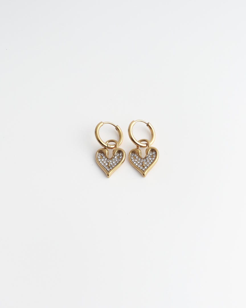 Sparkling Heart Hoop Earrings
