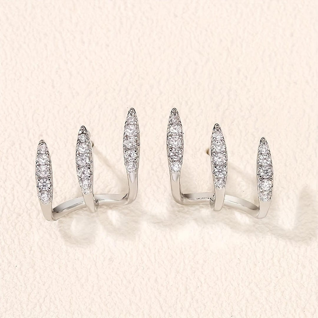 Elegant Rhinestone Three Claw Earrings