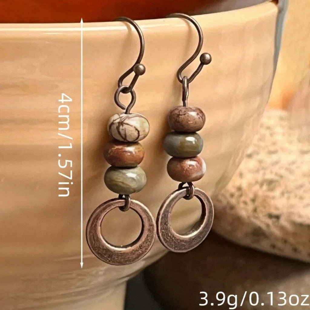 Rustic Stone Bead Hoops