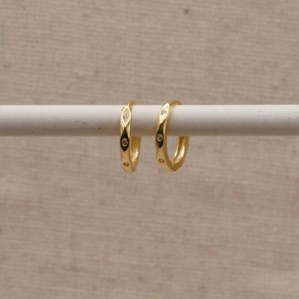 Gold Marquise Huggie Hoops