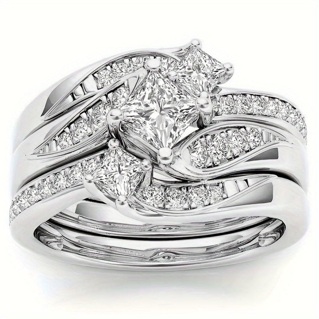 Princess Cluster Ring Set