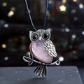 Silver Gemstone Owl Pendant Necklace