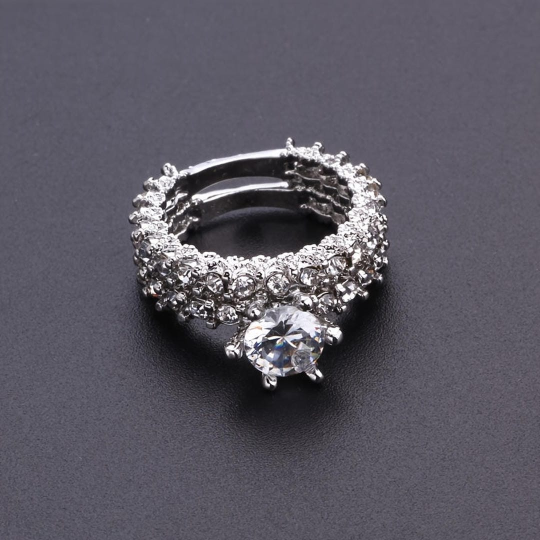 Floral Halo Crystals Ring Set