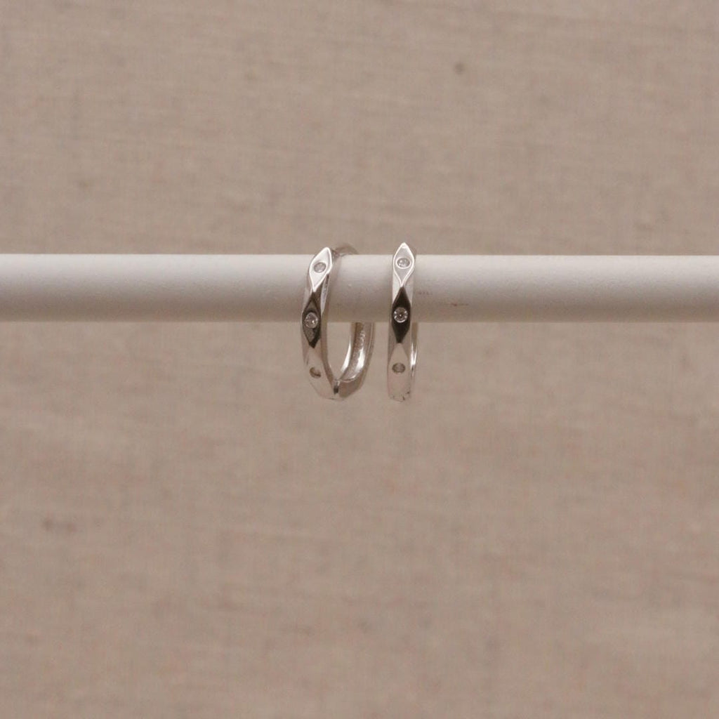 Silver Marquise Huggie Hoops